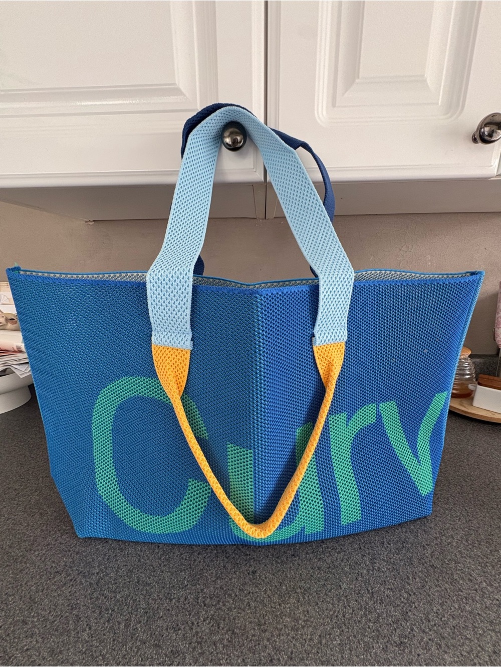Monet Curves by Sean Brown Knit Tote – Blue/Green Two-Tone – NEW